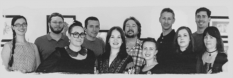 DJAC Members, May 2013 Rear, from left to right: Jessica Montgomery, Andrew Bruce, Michael Mellinger, Manon Skaggs, James Knaack, and Aaron D'Albey Front: Sasha Velvet, Lindsey Disharoon, Rosalie Knaack, Eibhlín Ní Fhallamháin, and Deborah Fallon Not pictured: Michael Garnett