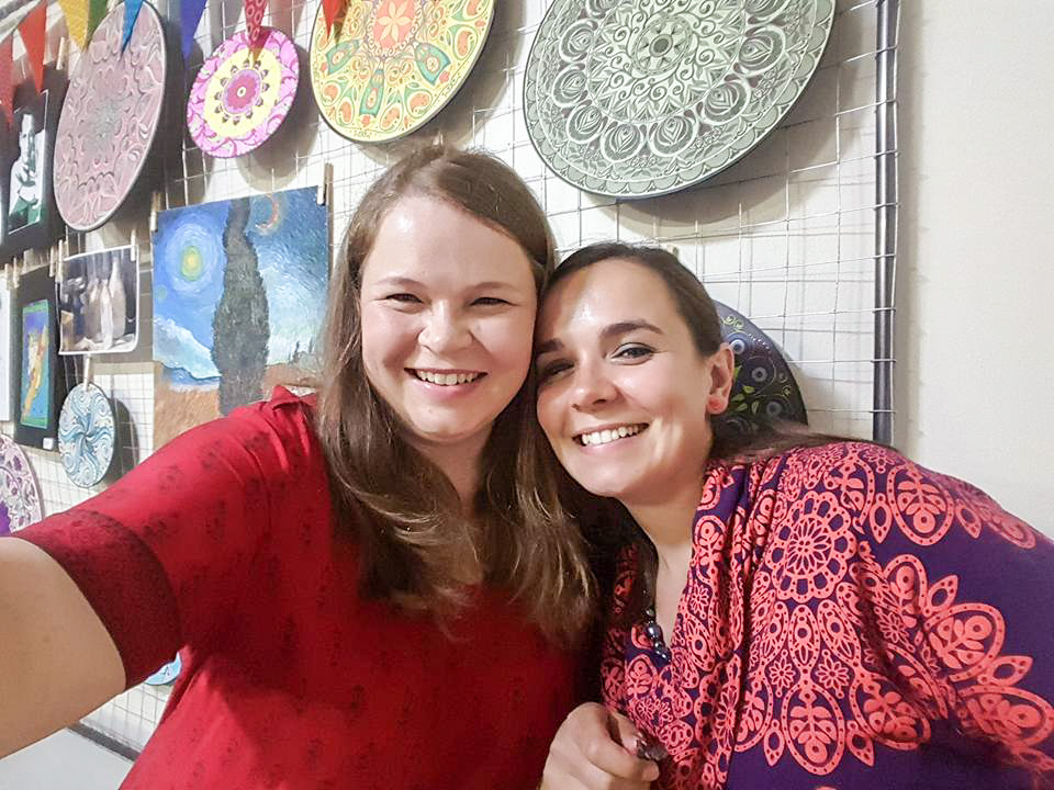 My sister and I at the opening of my Art School.
